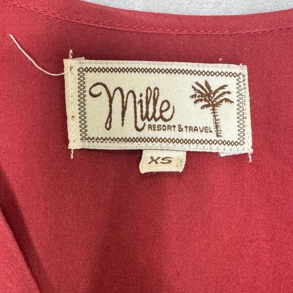 Milie Resort Charlie Top Womens XS Clay Red V Neck Balloon Sleeve Cotton Boho - Picture 4 of 10